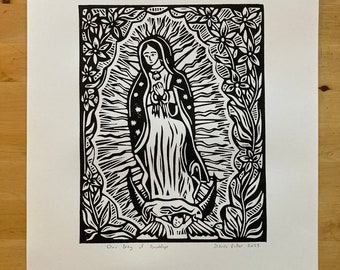 Our Lady of Guadalupe Original Linocut Print