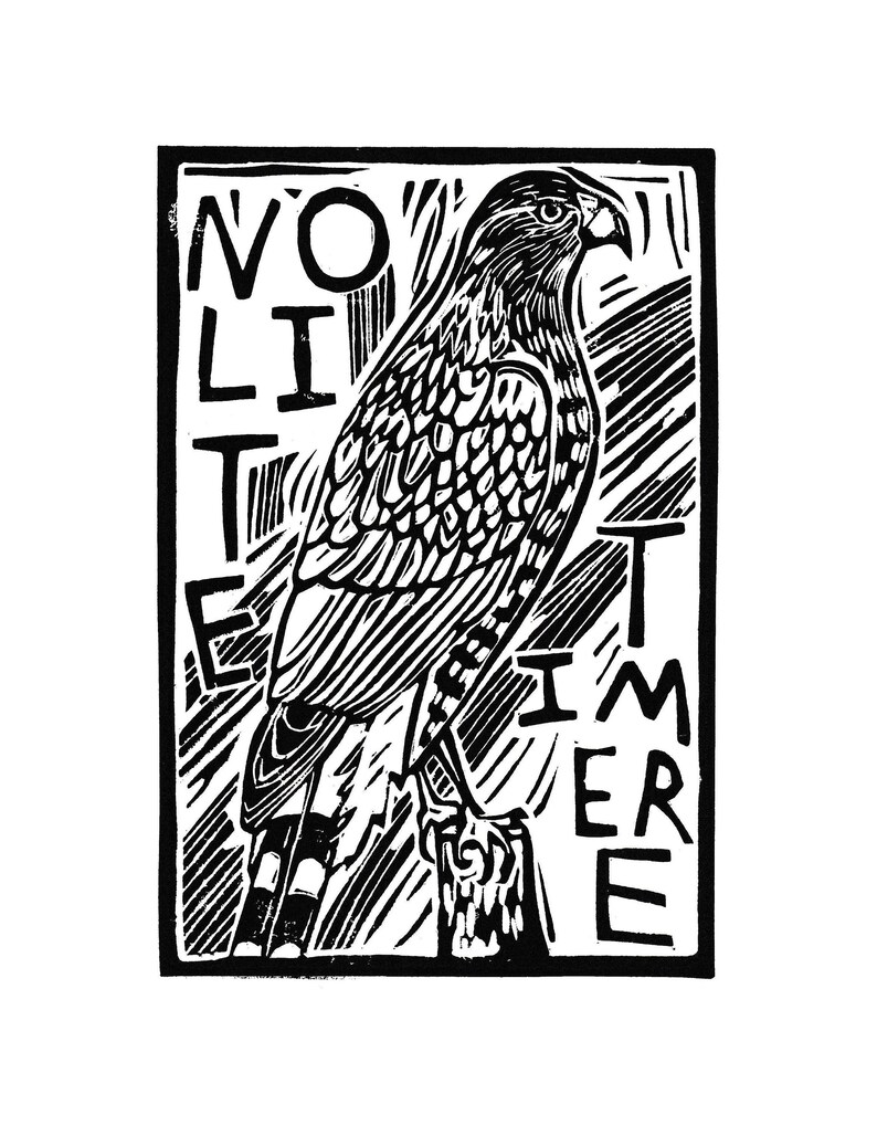 Cooper's Hawk Nolite Timere Original Linocut Print Etsy