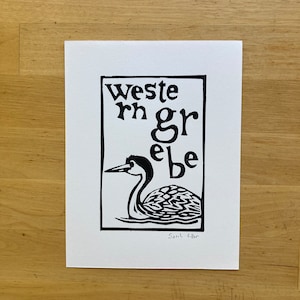 Western Grebe Original Linocut Print