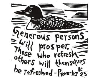 Digital Download- Loon Proverb linocut image