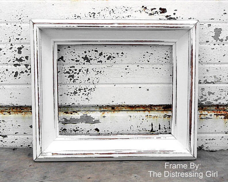 8 X 10 Large Chunky Bright White Picture Frame Shabby Chic Image 0