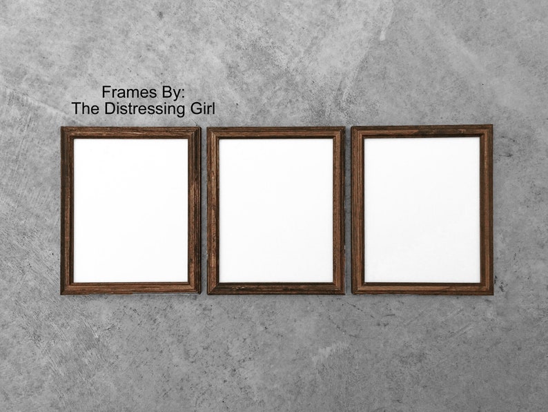 Three 8 X 10 Wooden Picture Frames Dark Wood Frame With Glass Image 0