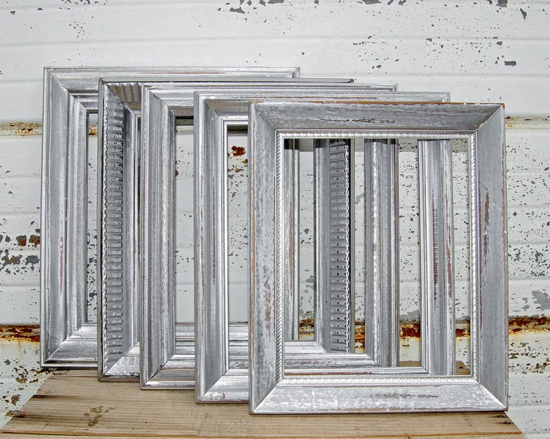 Rustic Shinny Metallic Silver Distressed Frame One Silver 8x10 Random Picture Frame Shabby Chic Vintage Chrome Color Photo Frame