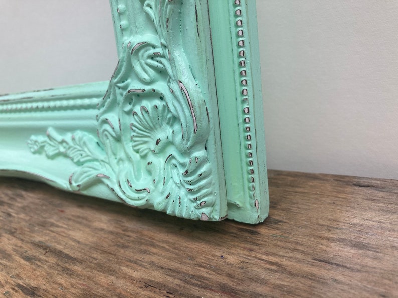 Mint Green 11x14 Picture Frame Ornate Mint Green Picture Frame Sweet Ornate 11 x 14 Minty Green frame Distressed 11 by 14 image 2