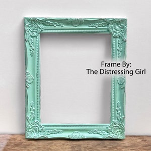 Mint Green 11x14 Picture Frame Ornate Mint Green Picture Frame Sweet Ornate 11 x 14 Minty Green frame Distressed 11 by 14 image 1