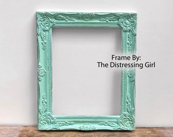 Mint Green 11x14 Picture Frame Ornate Mint Green Picture Frame Sweet Ornate 11 x 14 Minty Green frame Distressed 11 by 14