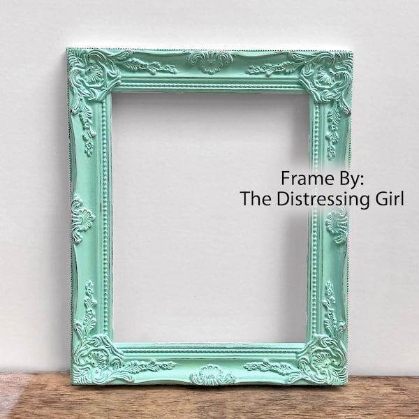 Mint Green 11x14 Picture Frame Ornate Mint Green Picture Frame Sweet Ornate 11 x 14 Minty Green frame Distressed 11 by 14
