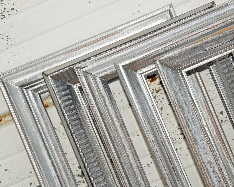 Rustic Shinny Metallic Silver Distressed Frame One Silver 8x10 Random Picture Frame Shabby Chic Vintage Chrome Color Photo Frame