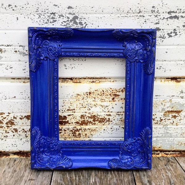 8x10 Ornate Cobalt Blue Frame 8 x 10 Chunky Thick Elaborate Picture Frame Large Antique Style Shabby Chic Victorian 8 by 10 Frame W/ Glass
