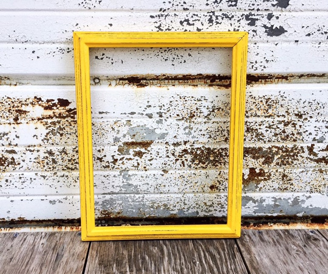 8x10 Yellow Picture Frame Rustic Yellow Frame 8 X 10 Yellow Etsy