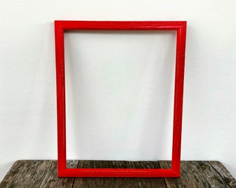 11x14 RED Picture Frame Wooden Painted Bright primary Red Frame Rustic Shabby Chic Pop Of Color