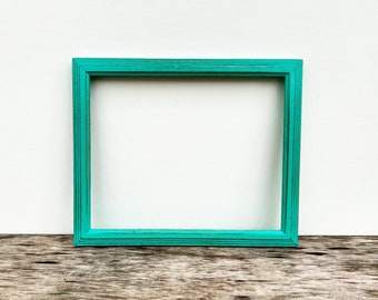 8x10 patina green blue Picture Frame Rustic aqua patina Frame 8 x 10 turquoise green frame with glass solid wood