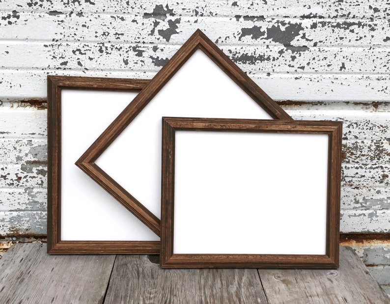 Set of Three Wooden Picture Frames Rustic Wood Frame You Etsy