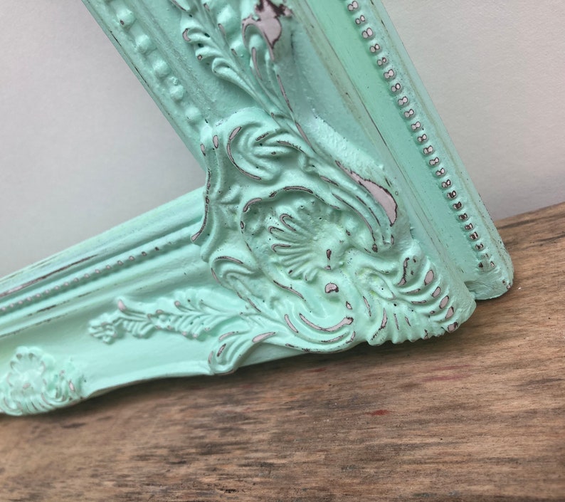 Mint Green 11x14 Picture Frame Ornate Mint Green Picture Frame Sweet Ornate 11 x 14 Minty Green frame Distressed 11 by 14 image 7