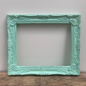 Mint Green 11x14 Picture Frame Ornate Mint Green Picture Frame Sweet Ornate 11 x 14 Minty Green frame Distressed 11 by 14 image 4