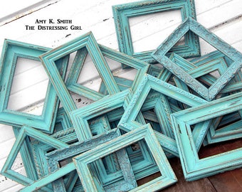 Set of Two 8x10 Picture Frames - 2 Random 8 x 10 Rustic Frames in the color you choose Shabby Chic Blue Green Black Gray White Cream Ivory