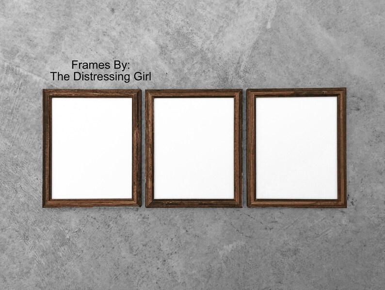 Set of Three Wooden Picture Frames Rustic Wood Frame You Etsy