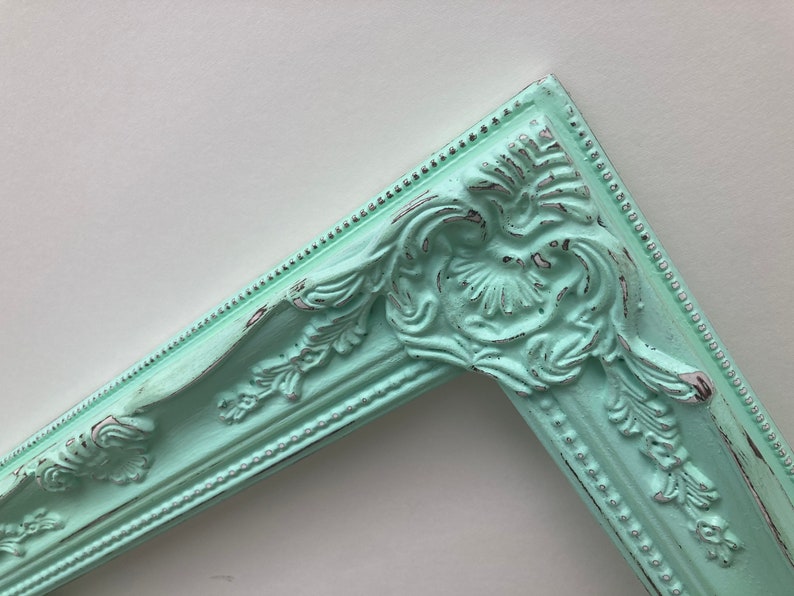 Mint Green 11x14 Picture Frame Ornate Mint Green Picture Frame Sweet Ornate 11 x 14 Minty Green frame Distressed 11 by 14 image 5