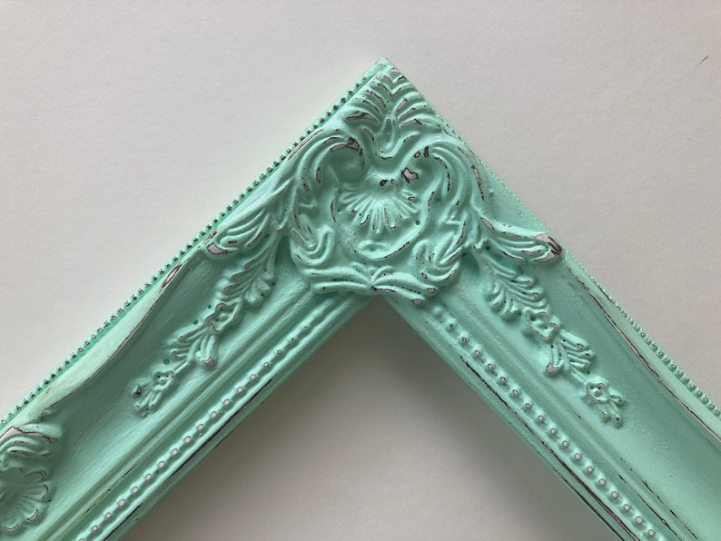 Mint Green 11x14 Picture Frame Ornate Mint Green Picture Frame Sweet Ornate 11 x 14 Minty Green frame Distressed 11 by 14 image 6