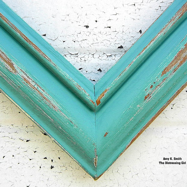 11x14 Painted Frame - Rustic Wooden Shabby Chic Vintage Picture Frame 11 by 14 Off White Black Gray Aqua Mint Coral Yellow Red Blue Pink