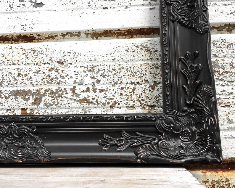 16x20 Black Ornate Picture Frame Chunky 3 Thick Vintage Profile Frame Rustic Fancy Victorian 16 by 20 Black Painted Distressed Princess image 6