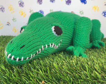 Knit Crocodile, Hand-Made Knitted, Perfect Toddler Gift/Toy, OOAK