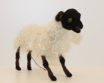 Suffolk Ewe/Sheep Needle Felted/Wool Sculpted, Farm Animal, OOAK