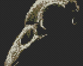 Patrón de punto de cruz de calavera de cuervo