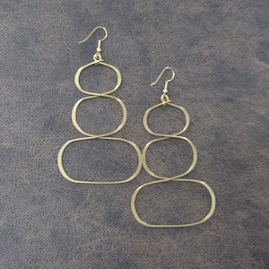 Huge oversized hammered brass earrings