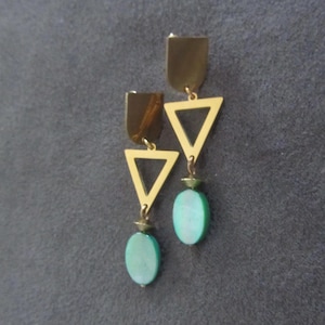 Stainless steel and mother of pearl earrings