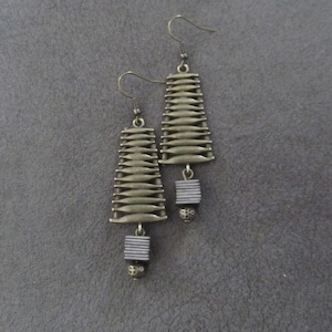 Gray and bronze mid century modern earrings