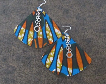 Large African print earrings, Ankara earrings, oversized fabric earrings