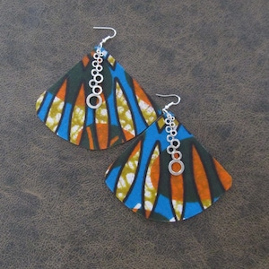 Large African print earrings, Ankara earrings, oversized fabric earrings image 1