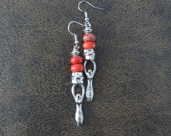 Orange jasper and silver goddess earrings