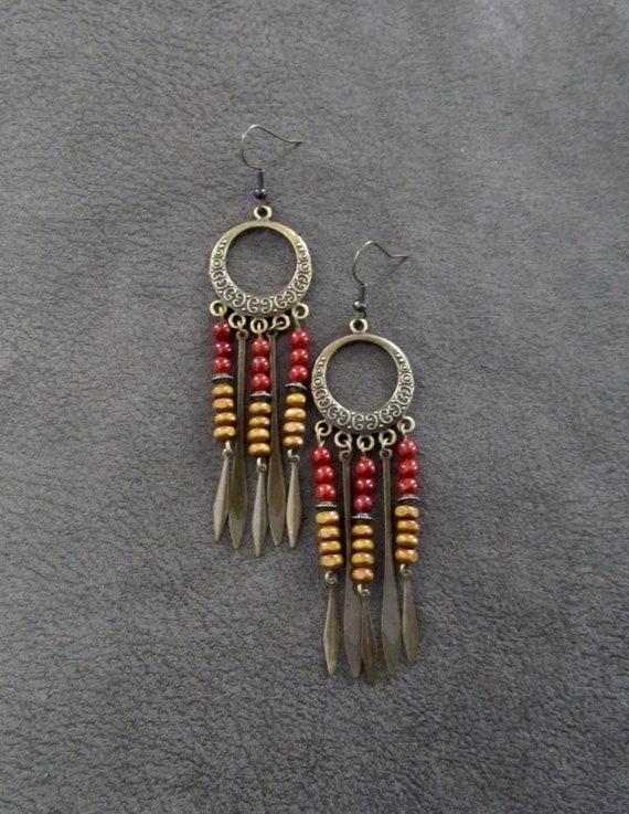 Boho chic beaded chandelier earrings