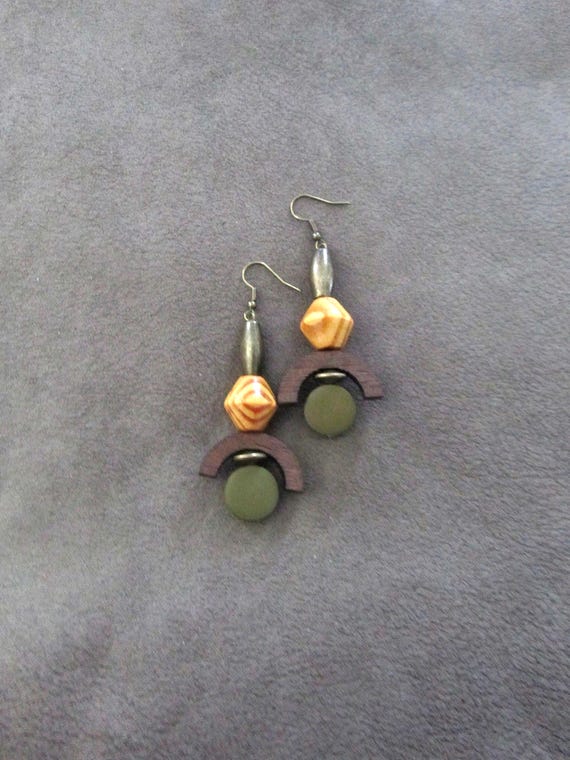 Carved Wooden Earrings: Ethnic Tribal Boho Style