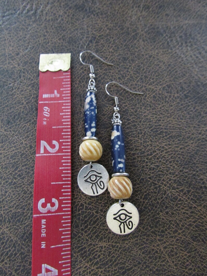 Egyptian African earrings, Afrocentric eye of Horus earrings image 2