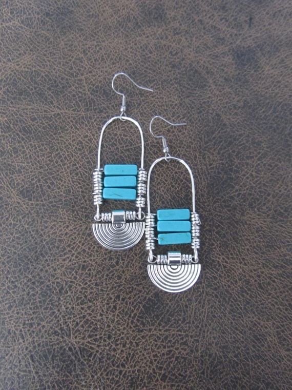 Blue howlite southwestern dangle earrings
