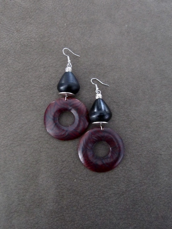 Large tribal wooden earrings 2