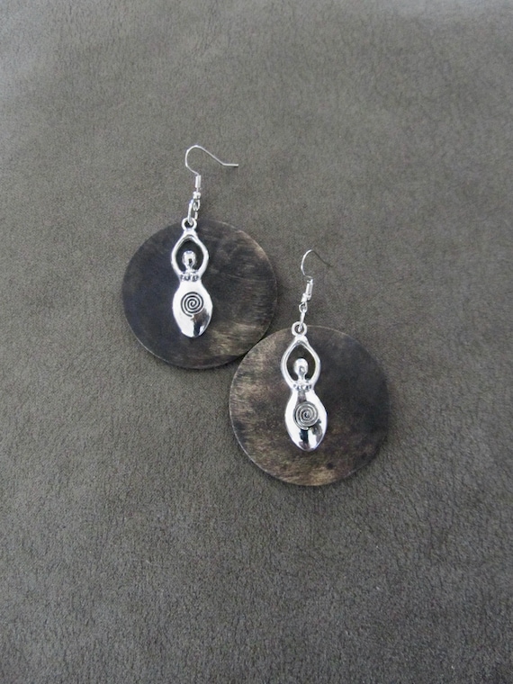 Wooden bohemian goddess earrings