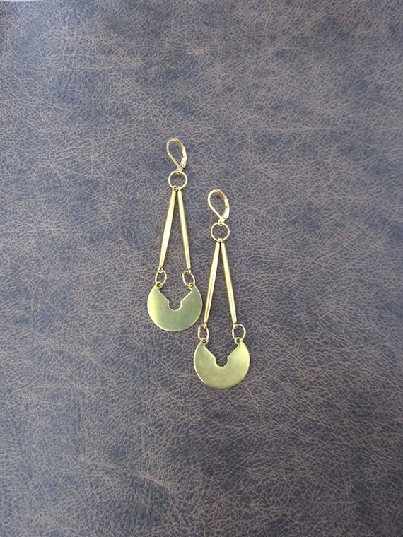 Long simple modern gold earrings