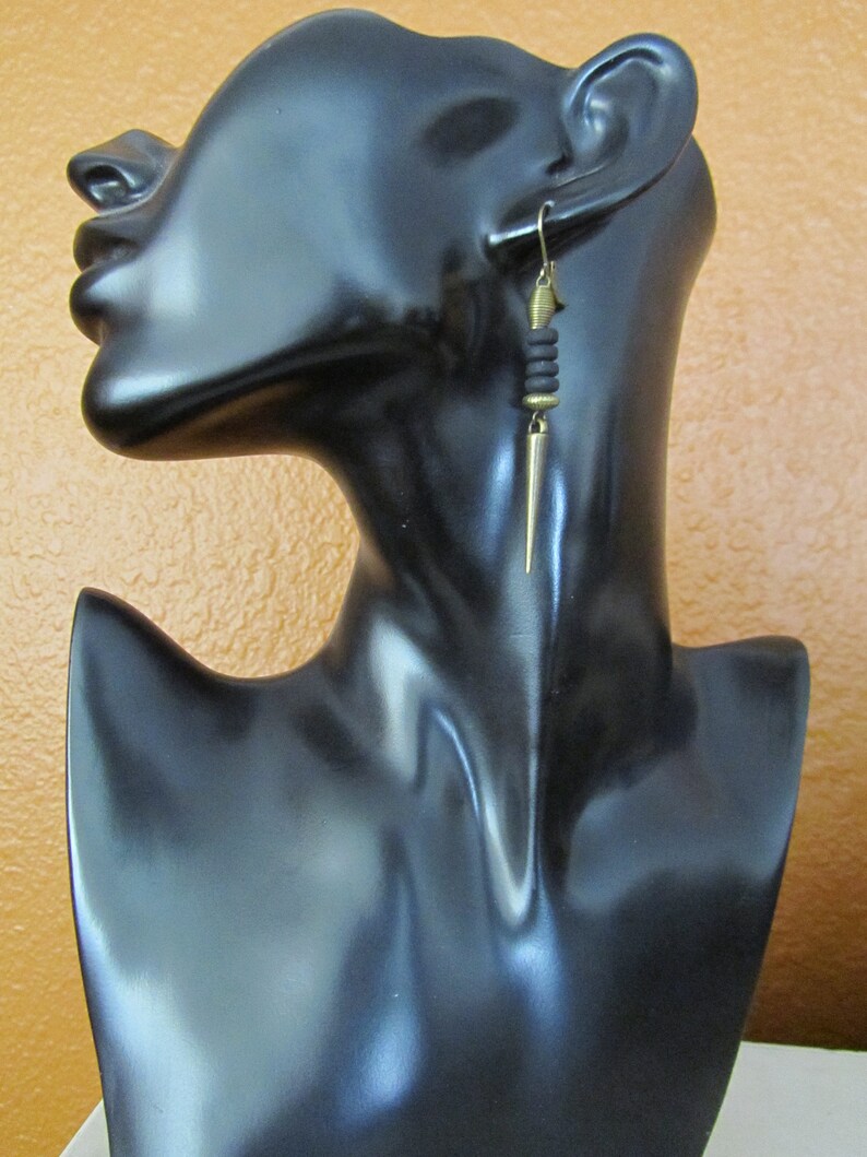 Geometric earrings, black and bronze minimalist earrings, mid century modern earrings, Brutalist earrings, unique Art Deco earrings 2 image 3