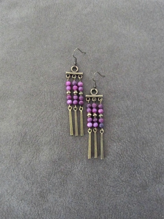 Jasper and bronze chandelier earrings 44
