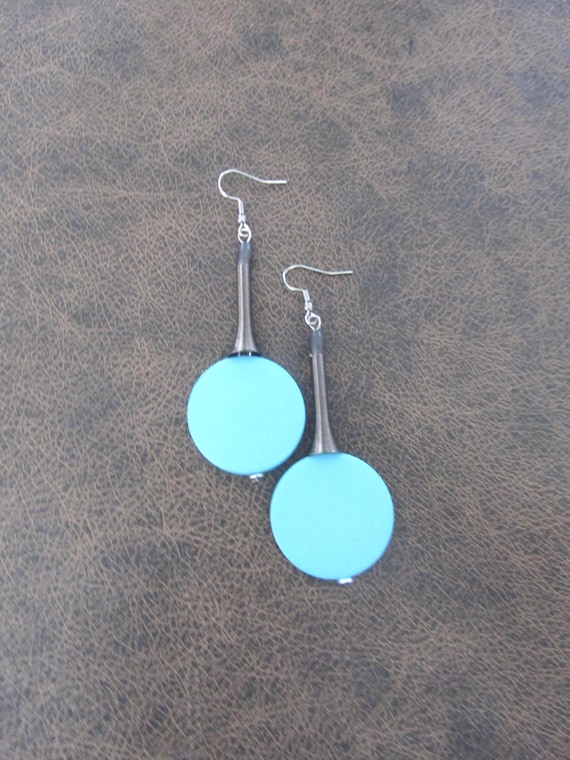 Blue and gray geometric earrings 3