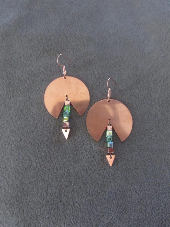 Edgy copper and crystal geometric earrings 2