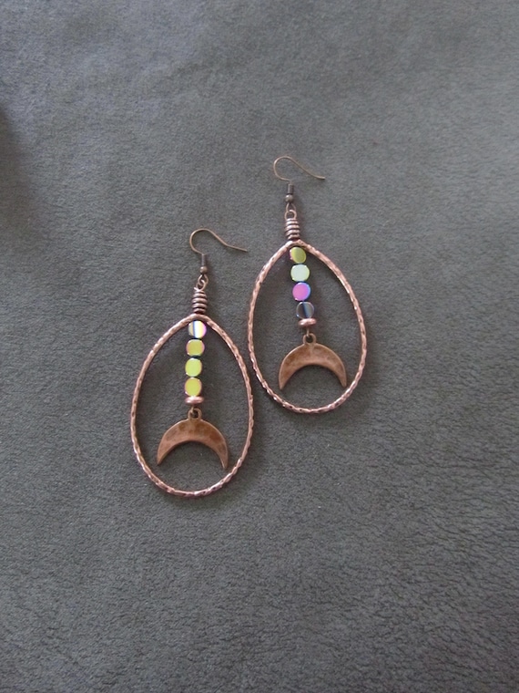 Large teardrop copper hoop earrings 2