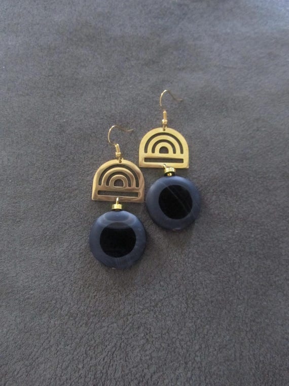 Gold and black mid century modern earrings