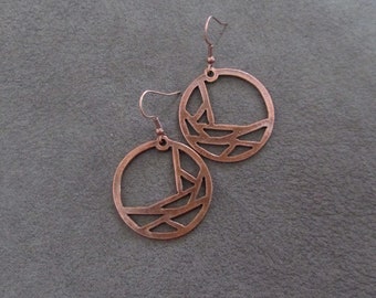 Mid century modern copper geometric earrings