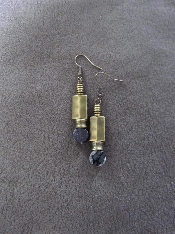 Stone and bronze earrings 2
