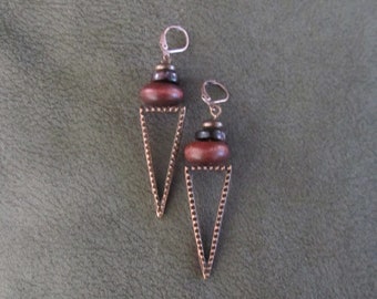 Copper statement earrings, triangle